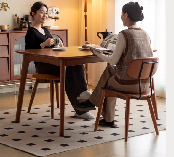 Set pcs 4 Beech, Cherry Solid Wood Medieval Style Soft Retro Dining Chair