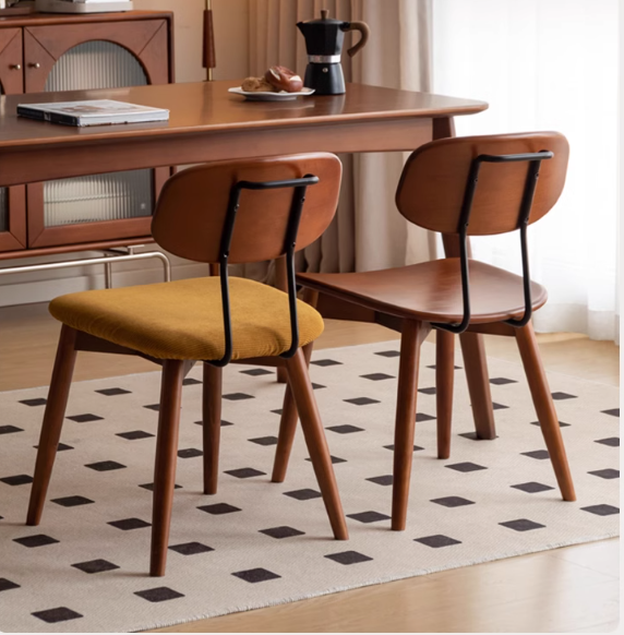 Set pcs 4 Beech, Cherry Solid Wood Medieval Style Soft Retro Dining Chair