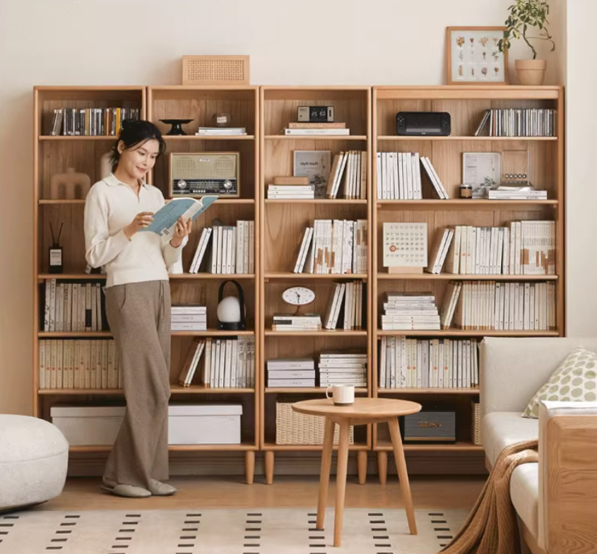 Beech Solid Wood Bookshelves Storage Shelf