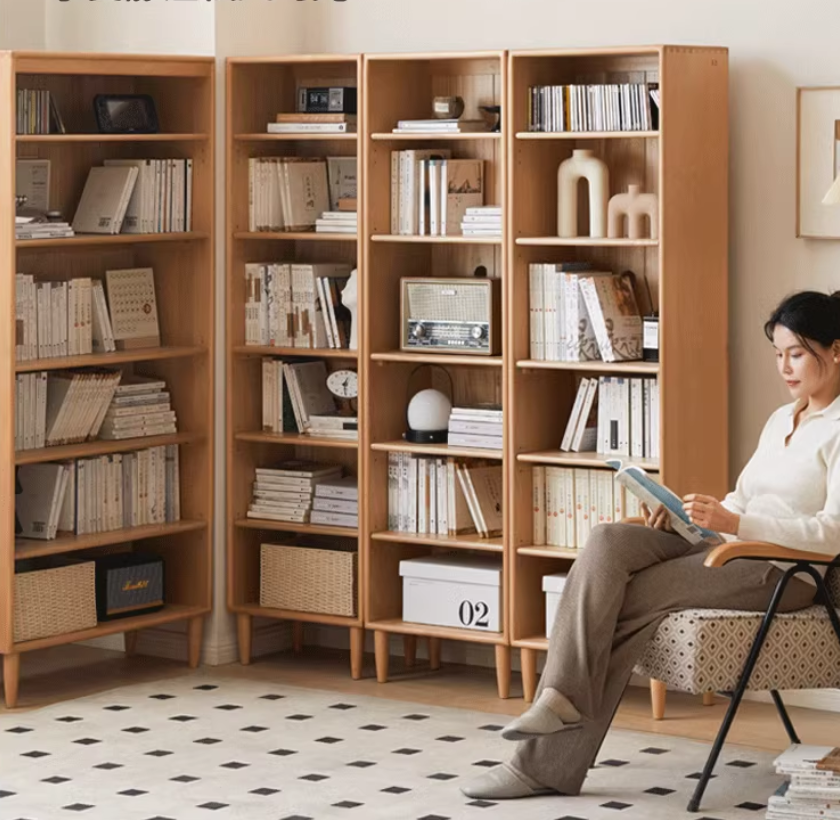 Beech Solid Wood Bookshelves Storage Shelf