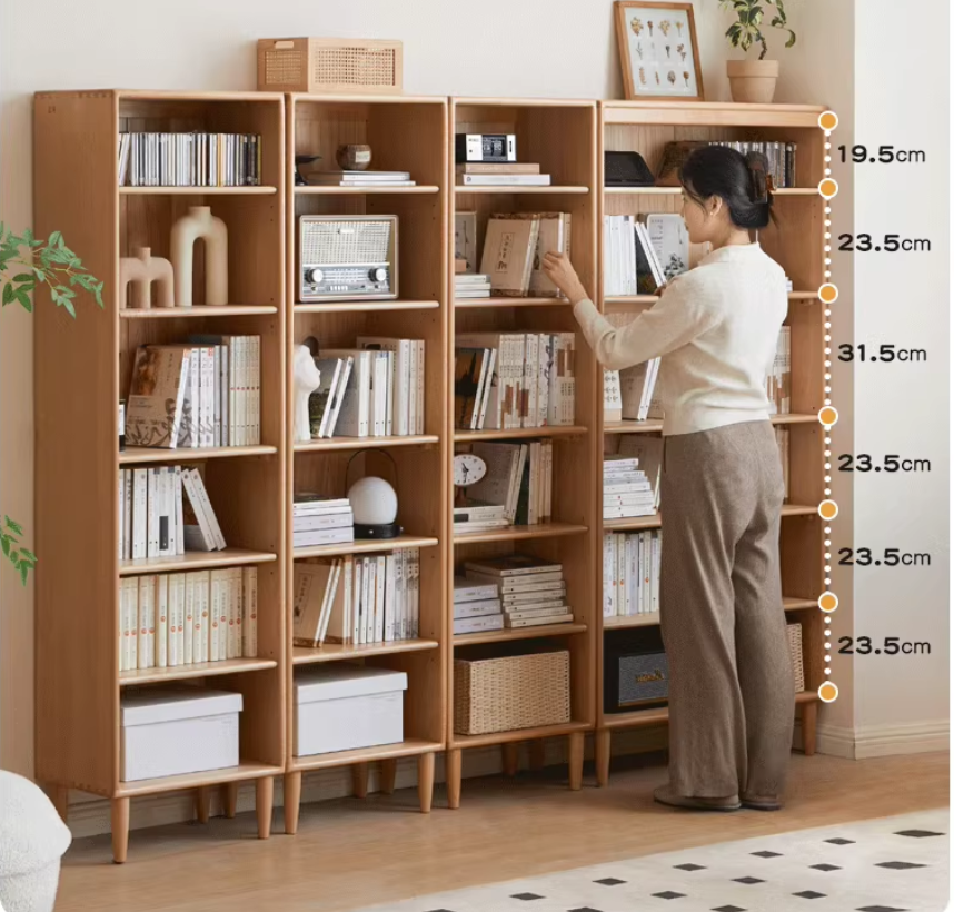 Beech Solid Wood Bookshelves Storage Shelf