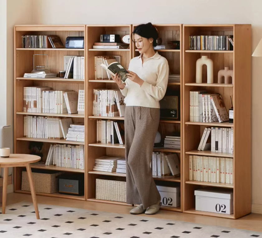 Beech Solid Wood Bookshelves Storage Shelf
