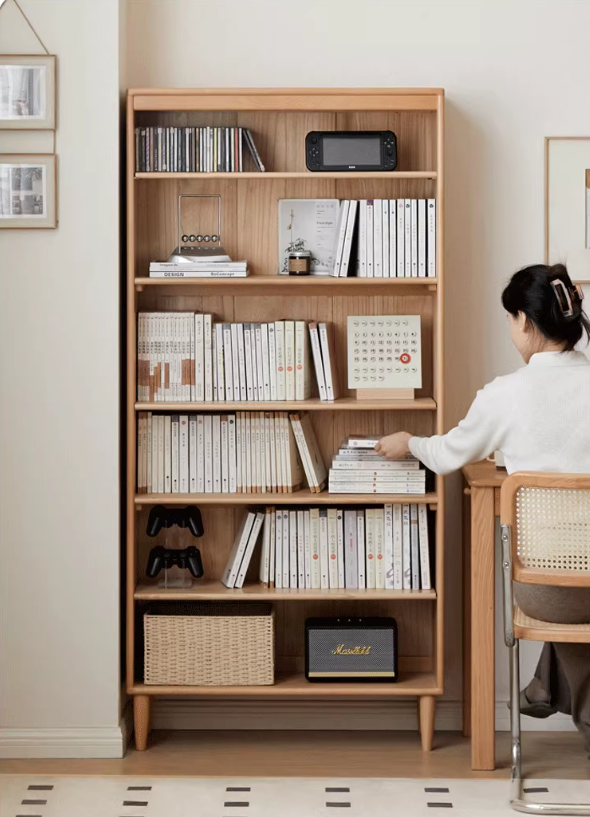 Beech Solid Wood Bookshelves Storage Shelf