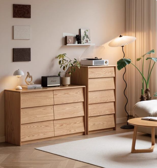 Ash, Oak Solid Wood Slanted Surface Chest of Drawers