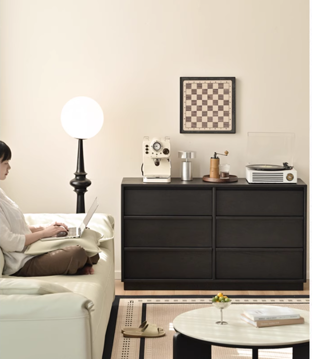 Oak Solid Wood Black Storage Cabinet