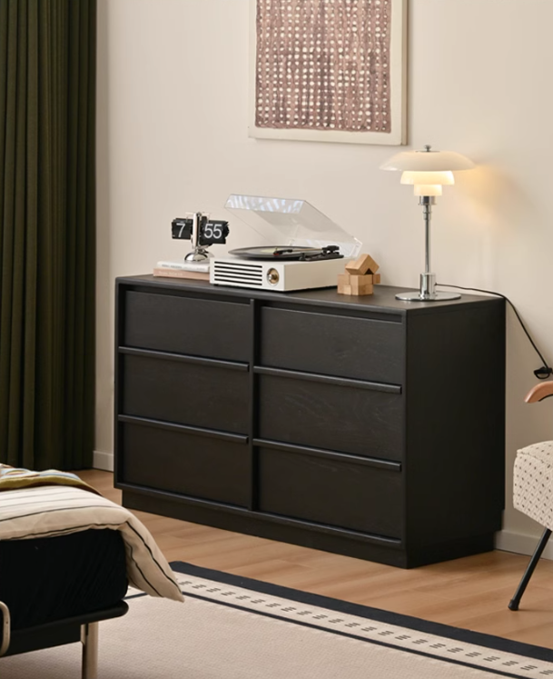 Oak Solid Wood Black Storage Cabinet