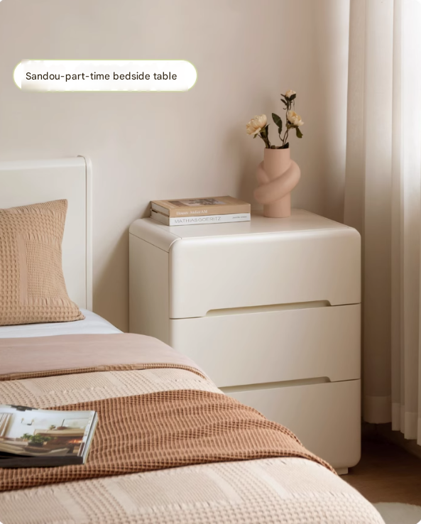 Tulipwood, Solid Rubberwood Storage Cream Drawer Dresser