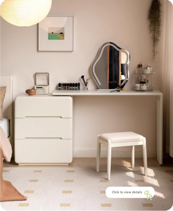 Poplar, Solid Rubberwood Storage Cream Drawer Dresser