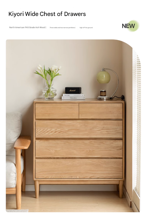 Ash Solid Wood chest of drawers Storage Drawer Cabinet)