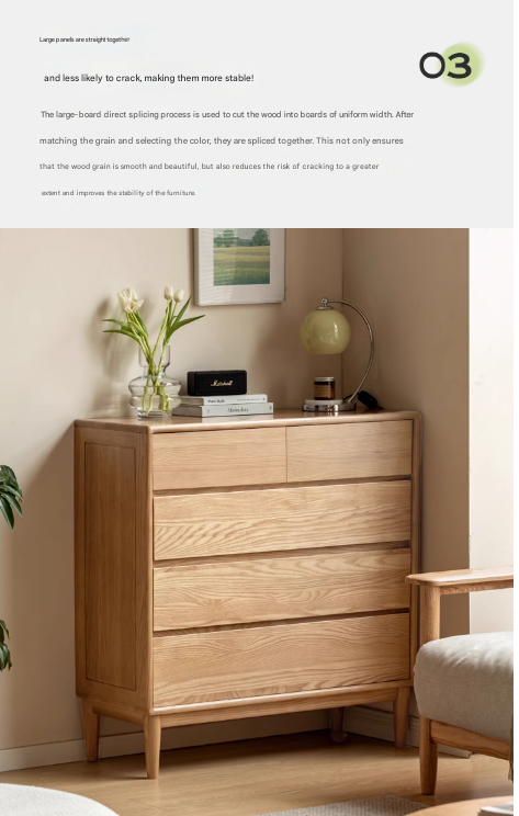 Ash Solid Wood chest of drawers Storage Drawer Cabinet)