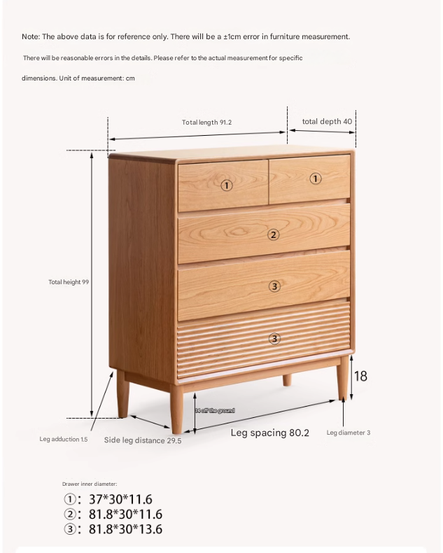 Cherry Solid Wood Vintage Dresser, Drawer