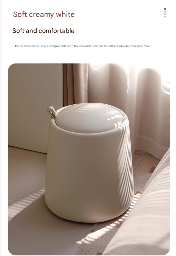 Leather Makeup Dressing Stool Cream Style