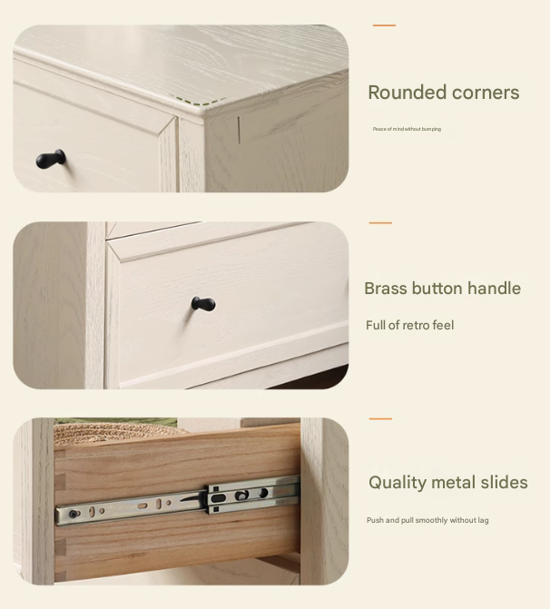 Rubberwood, Oak Solid Wood American Style Chest of Drawers