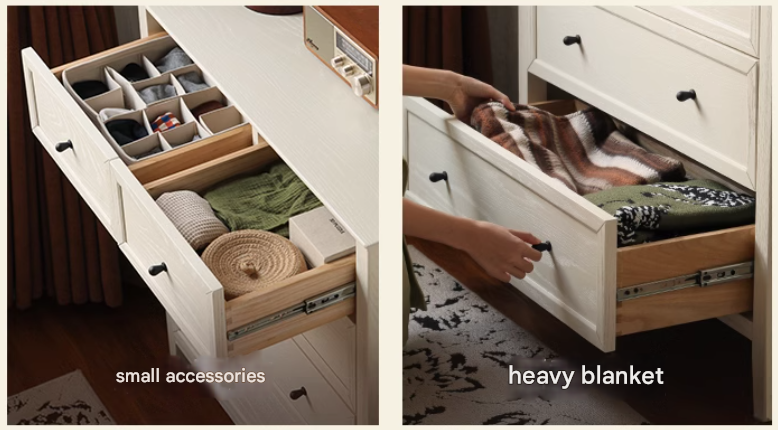 Rubberwood, Oak Solid Wood American Style Chest of Drawers