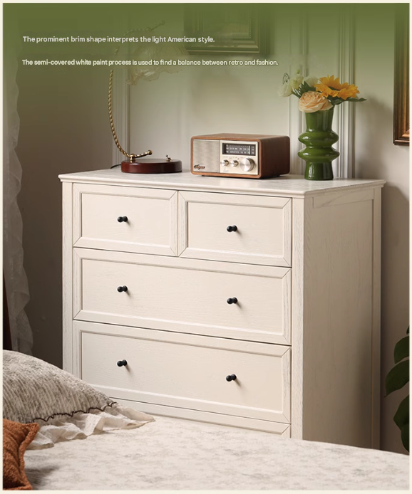 Rubberwood, Oak Solid Wood American Style Chest of Drawers
