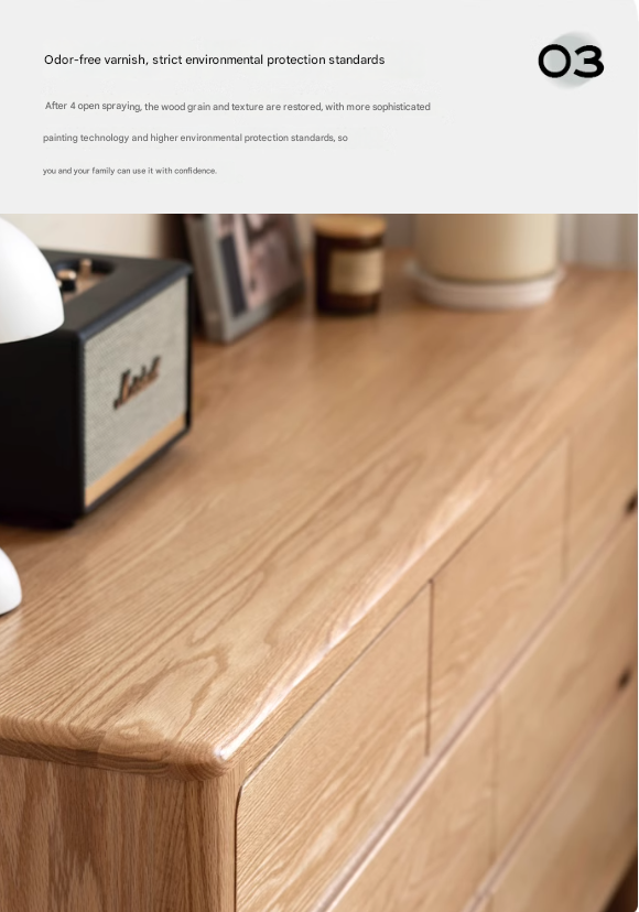 Oak Solid Wood Seattle Wide Chest of Drawers