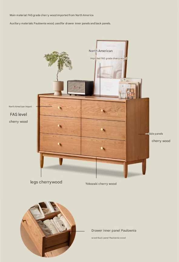 Cherry Solid Wood Chest Of Drawers