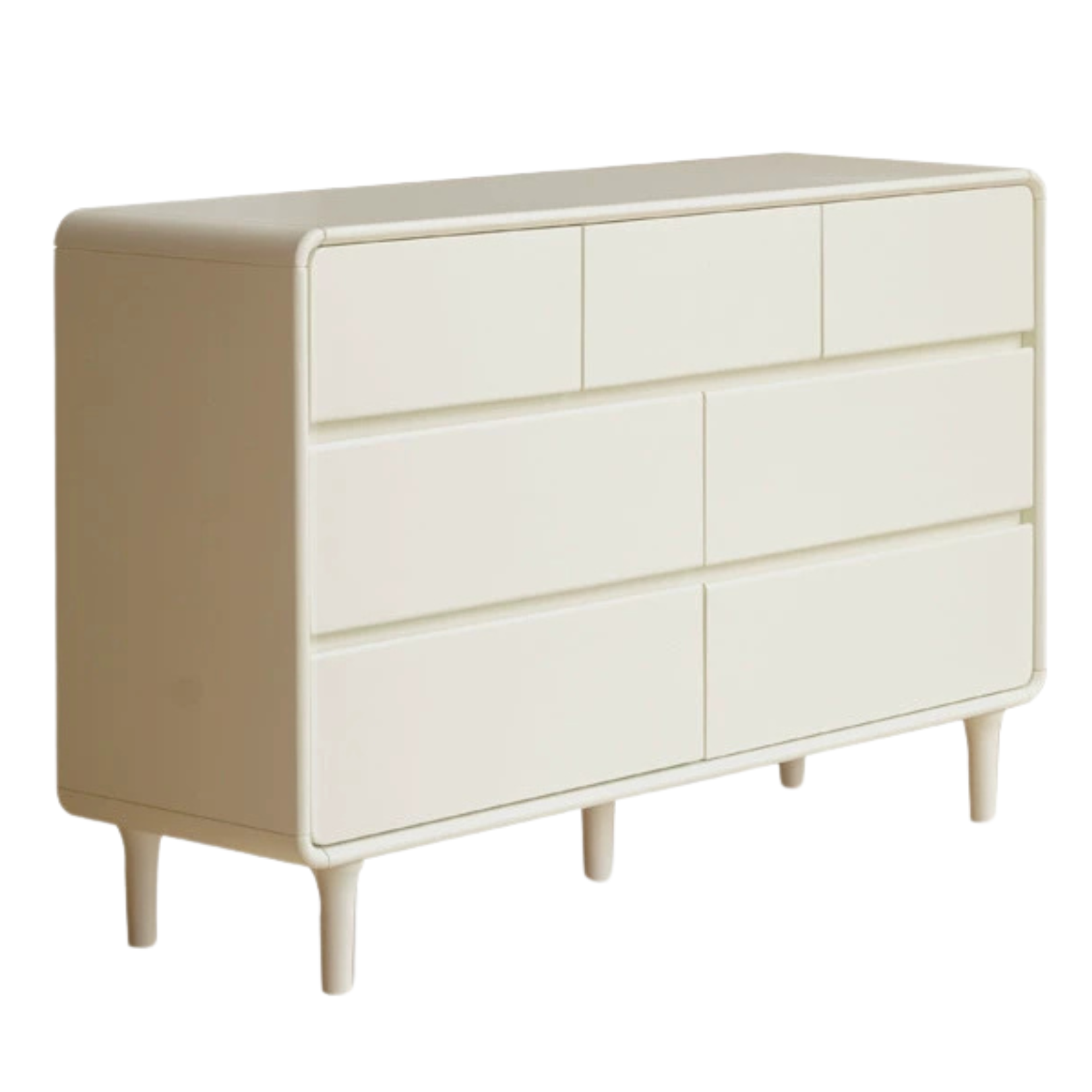 Solid Rubberwood, Poplar Solid Wood Milky Cream Style Chest of Drawers