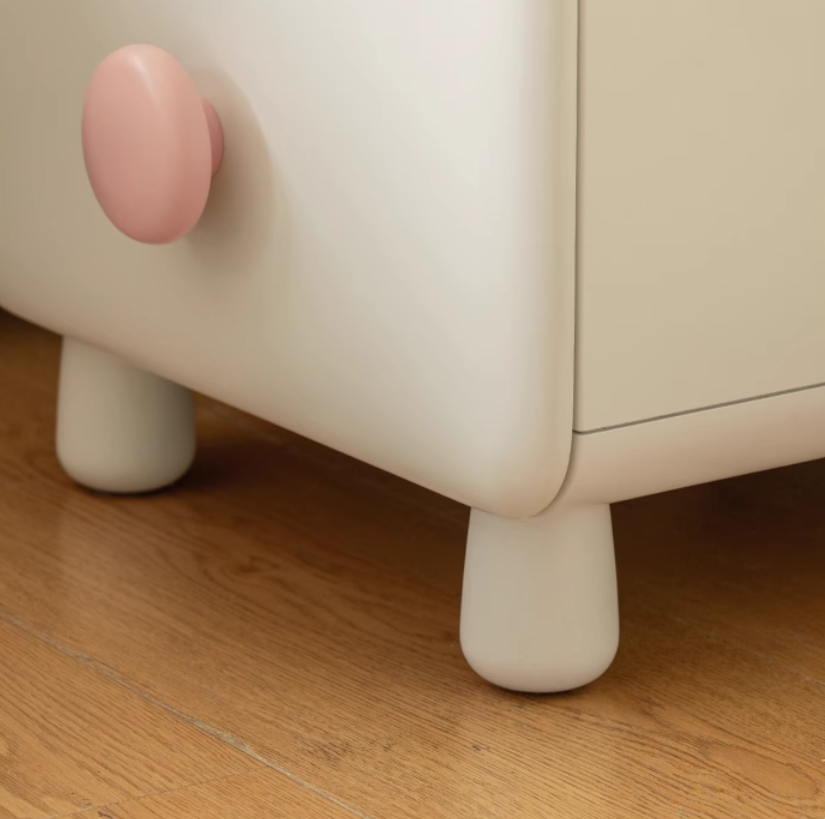 Rubber Solid Wood Cream Style Locker Kids Nightstand