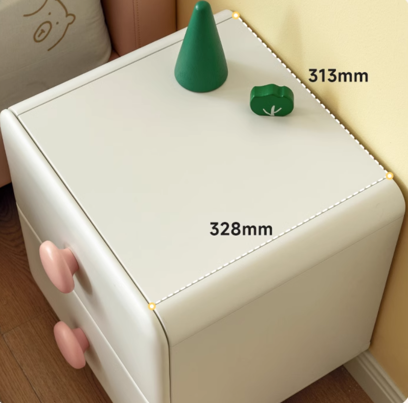 Rubber Solid Wood Cream Style Locker Children's Nightstand