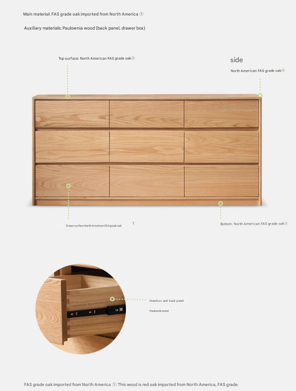 Oak, Black Walnut, Beech Solid Wood, Solid Rubberwood Storage Drawer