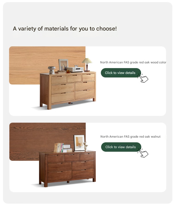 Oak Solid Wood, Solid Rubberwood Seven Drawers Drawer