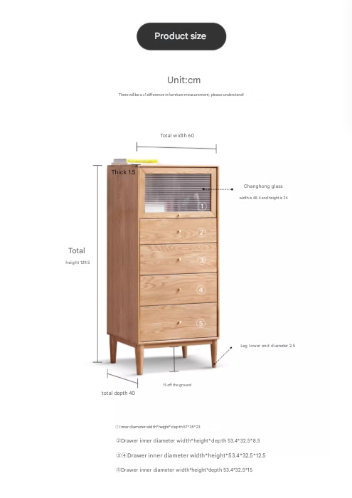 Oak Solid Wood Chest of Drawers Flip Glass Door
