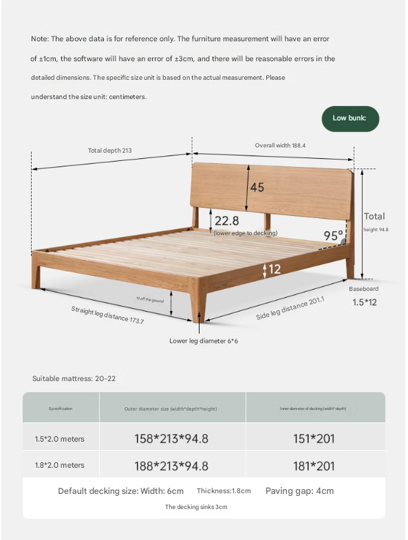 Oak, Ash Solid Wood High Head Board Bed
