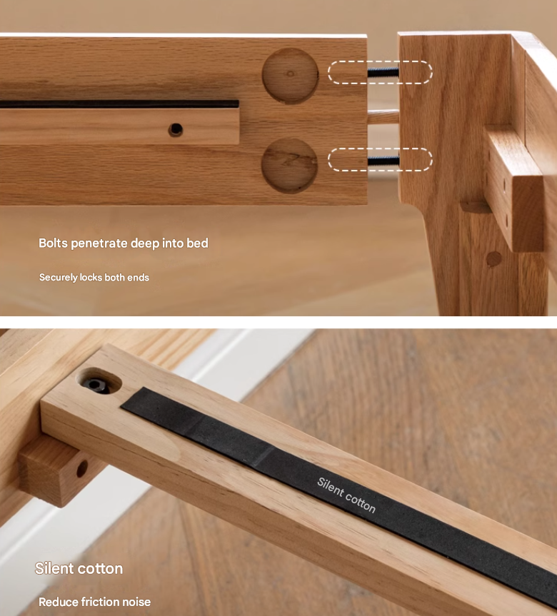 Oak, Ash Solid Wood High Head Board Bed