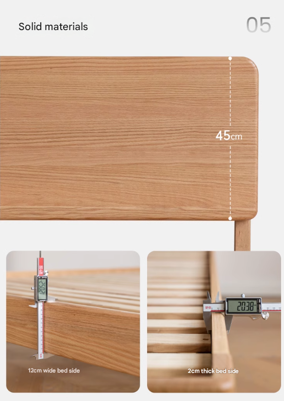 Oak, Ash Solid Wood High Head Board Bed