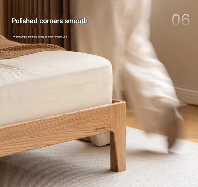 Oak, Ash Solid Wood High Head Board Bed