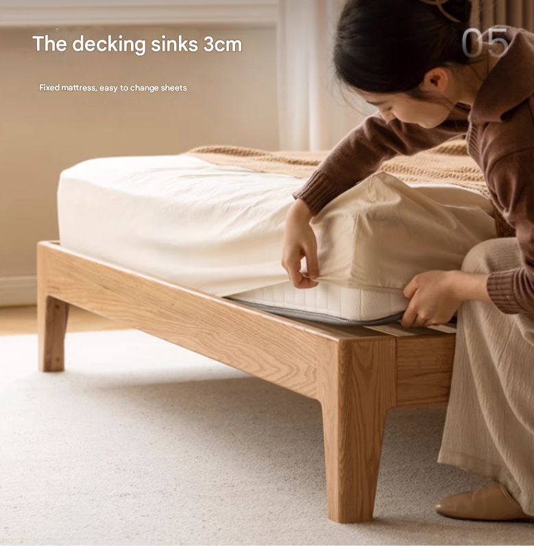 Oak, Ash Solid Wood High Head Board Bed