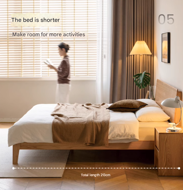 Oak, Ash Solid Wood High Head Board Bed