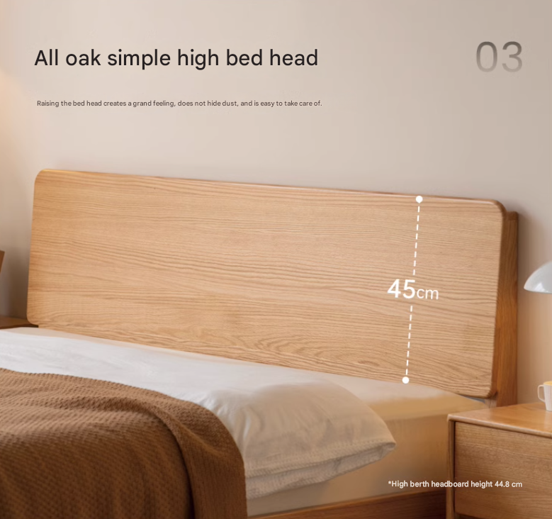 Oak, Ash Solid Wood High Head Board Bed