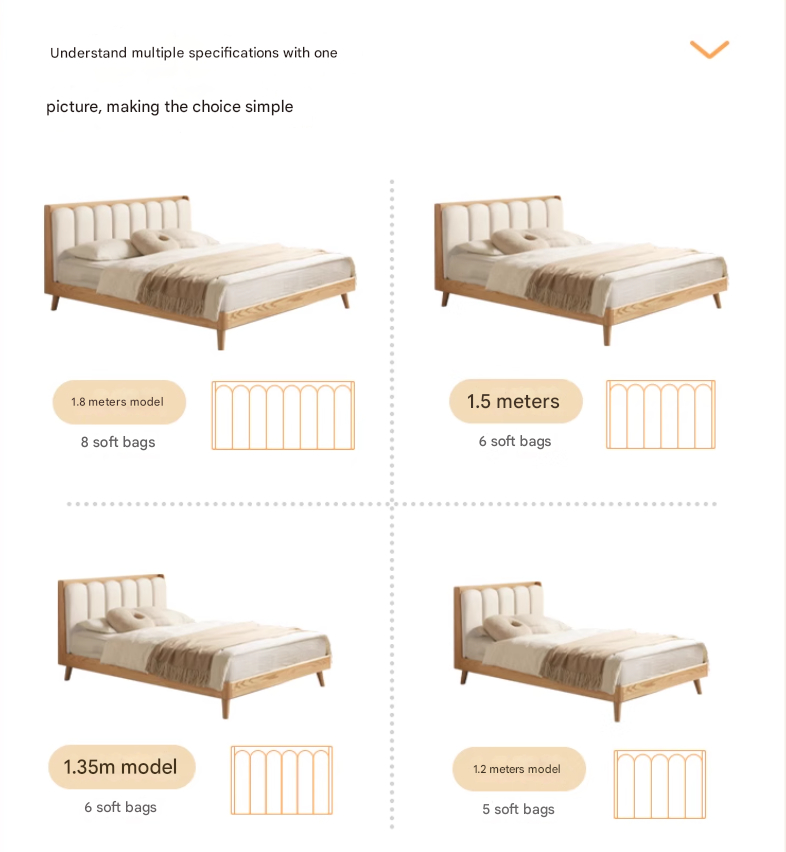 Beech, Oak Solid Wood Soft-Packe, Piano Key Bed