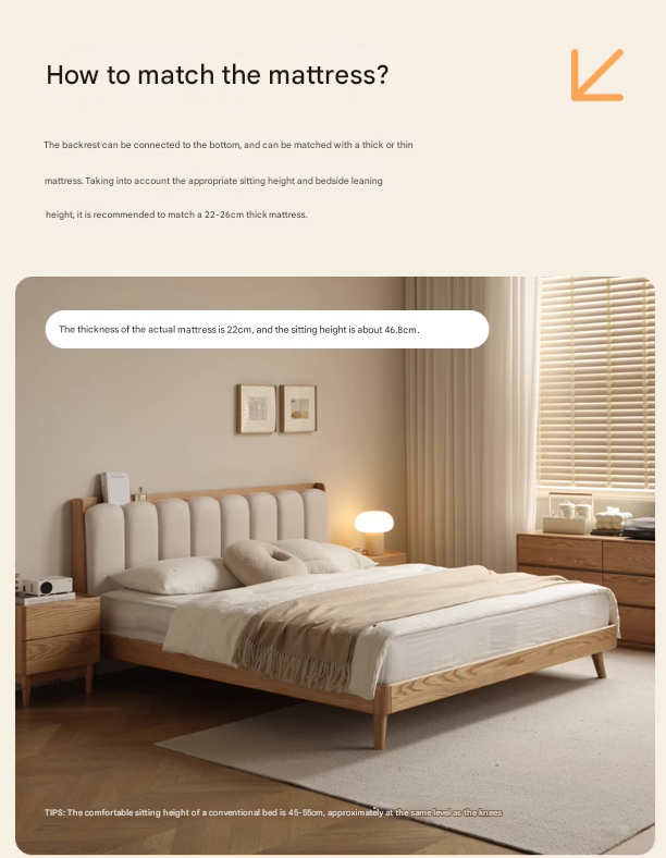 Beech, Oak Solid Wood Soft-Packe, Piano Key Bed