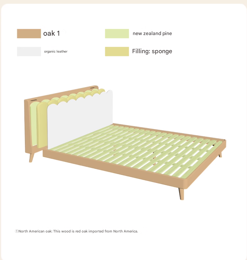 Beech, Oak Solid Wood Soft-Packe, Piano Key Bed