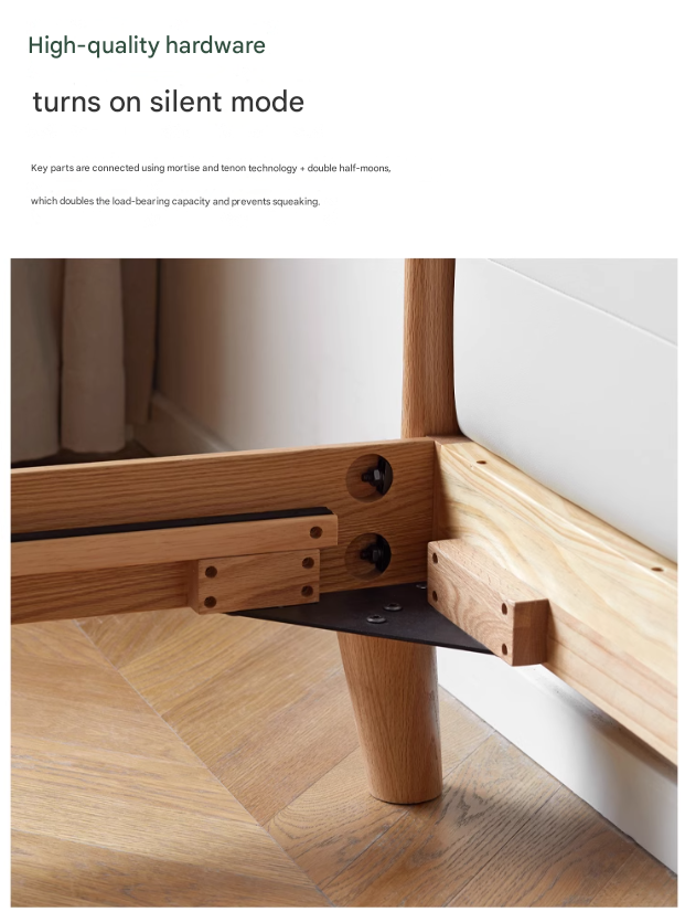 Oak Solid Wood Genuine Leather, Tech Fabric Bed