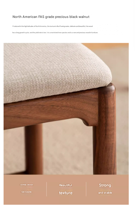 Black Walnut, Oak Solid Wood Retro Soft Makeup Stool