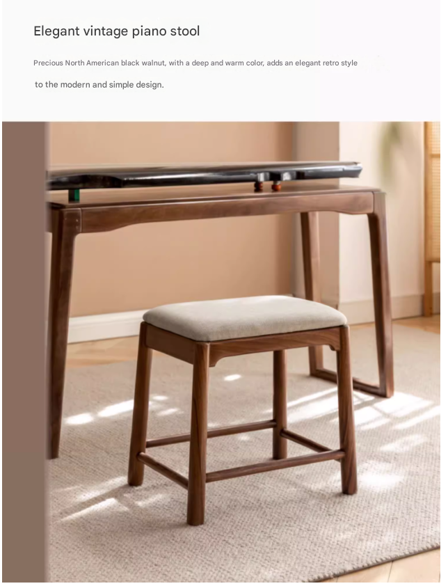 Black Walnut, Oak Solid Wood Retro Soft Makeup Stool
