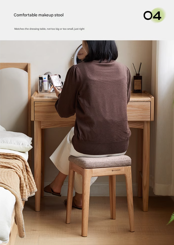 Oak Solid Wood Comfortable Soft Pack Dining Stool
