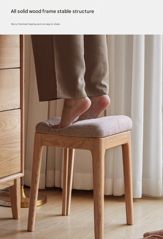 Oak Solid Wood Comfortable Soft Pack Dining Stool