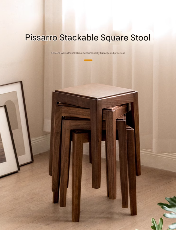 Black Walnut, Oak Solid Wood Foldable Modern Stool