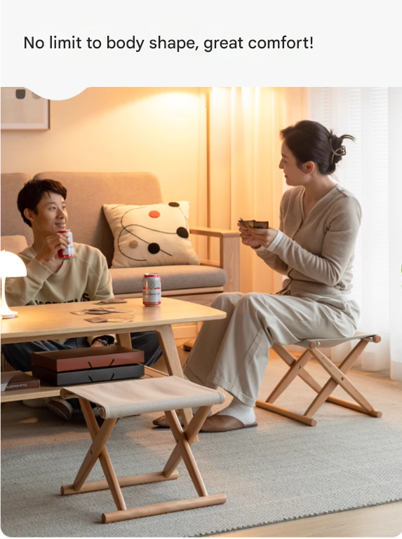 4 pcs Beech Solid Wood Outdoor Portable Folding Stool