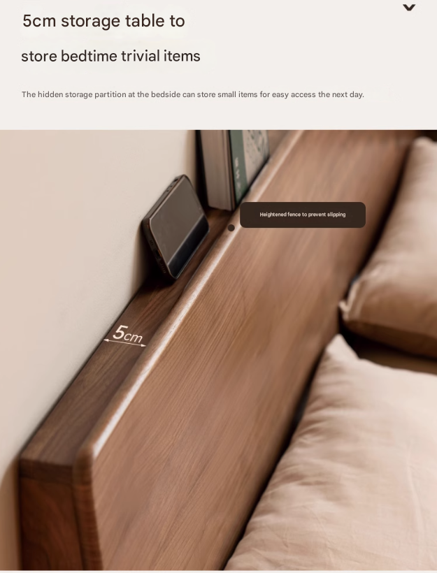 Black Walnut, Oak Solid Wood Suspended Luminous Box Bed