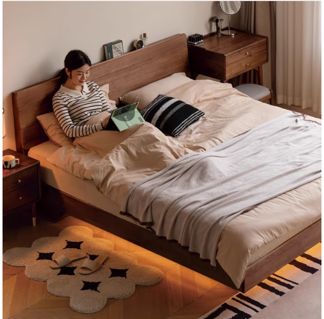 Black Walnut, Oak Suspended Luminous Box Bed