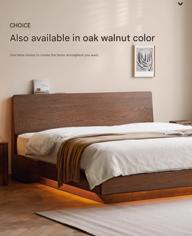 Black Walnut, Oak Suspended Luminous Box Bed