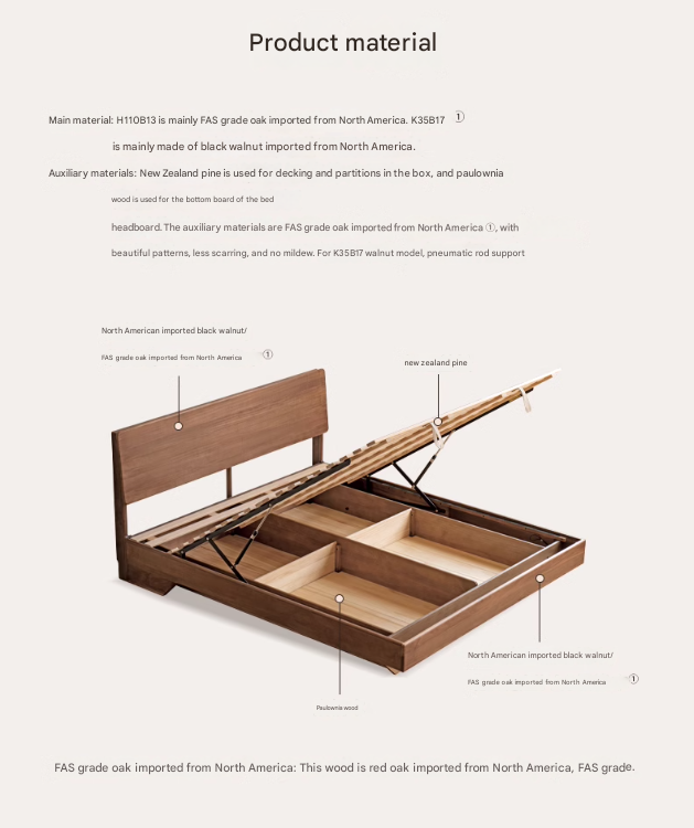 Black Walnut, Oak Suspended Luminous Box Bed