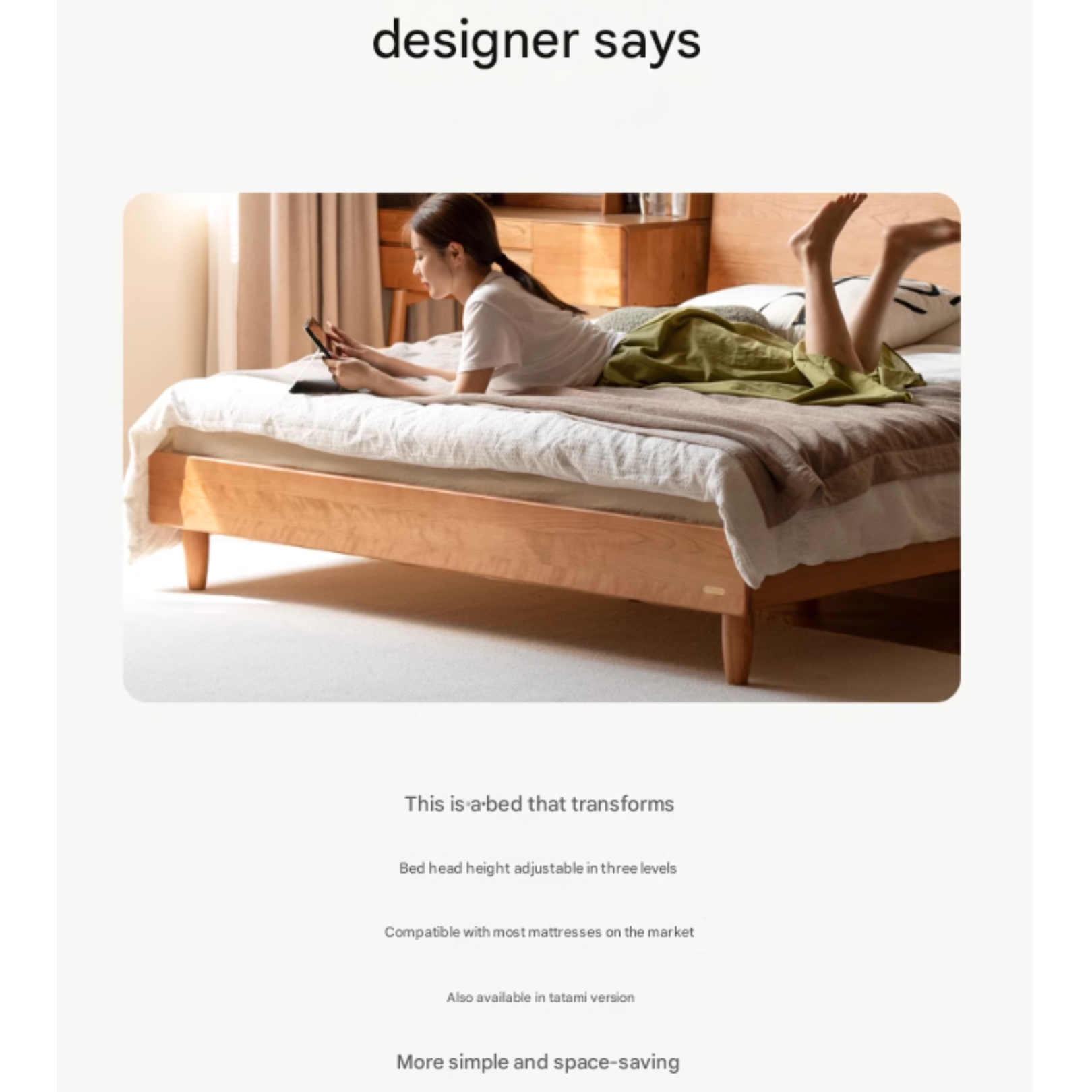 Cherry Wood Bed Modern