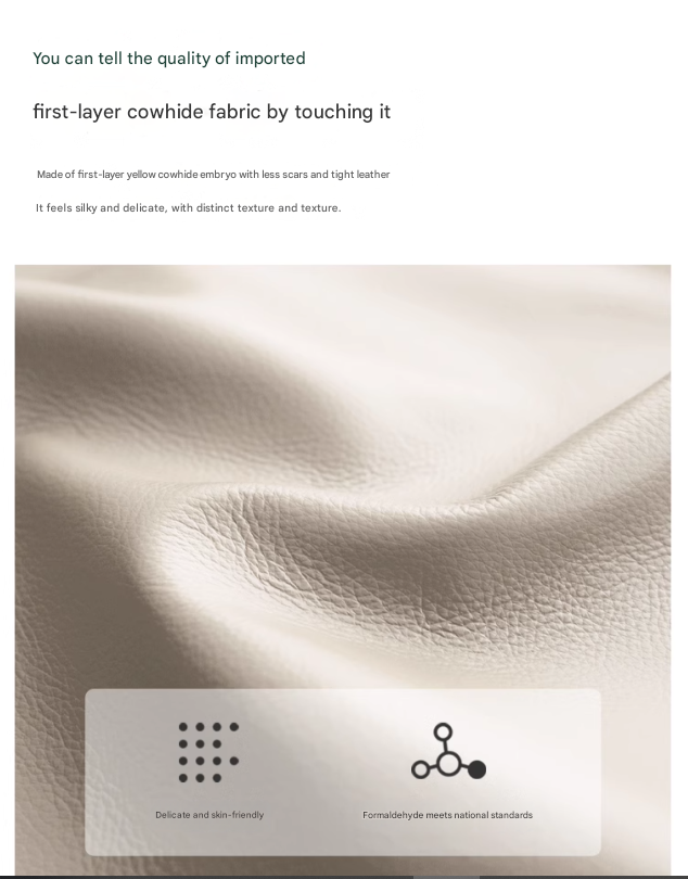 Oak,Black Walnut Solid Wood Top-Grain Cowhide Leather Bed